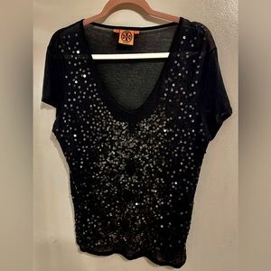Tory Burch sequined scoop neck modal t-shirt size medium perfect condition